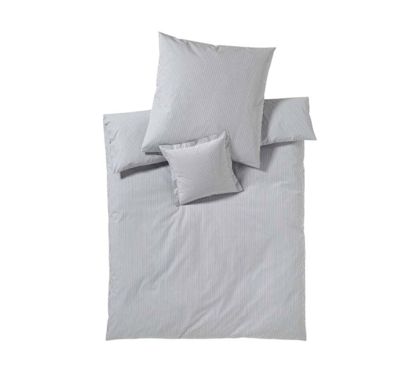 Elegante stribet sengetøj grå og hvid