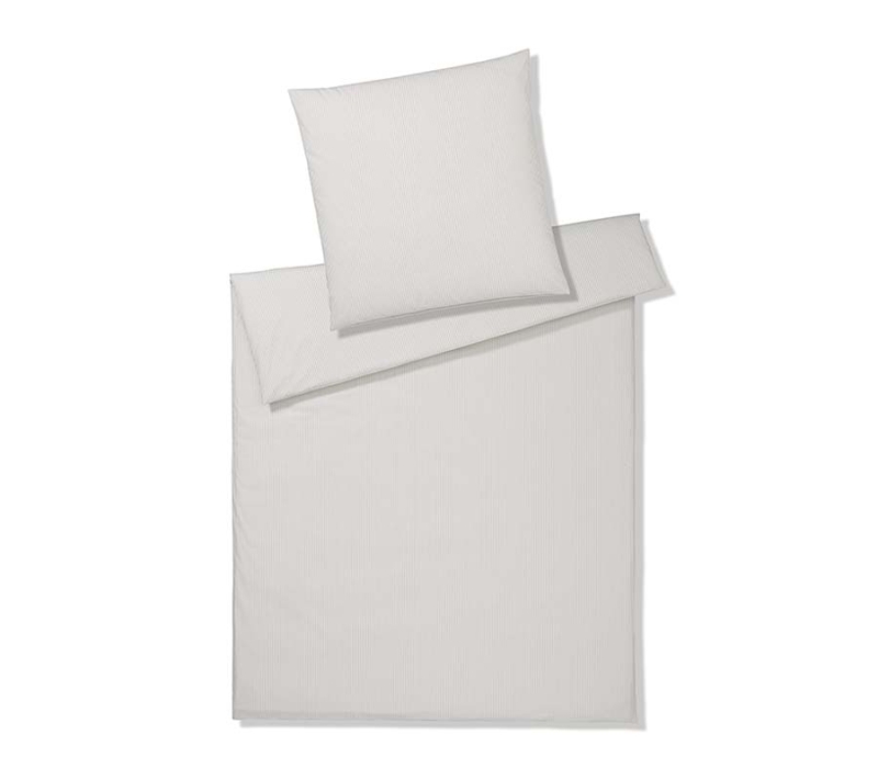Elegante stribet sengetøj sand og hvid