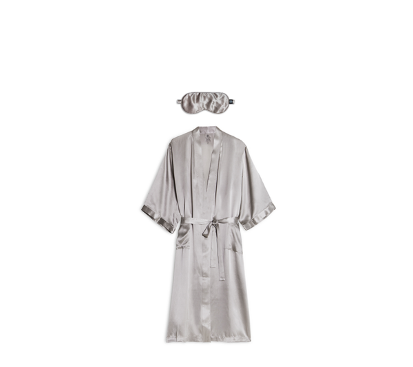 Carpe Diem Silke Kimono + Søvnmaske - Gold (Unisex) Silke sæt