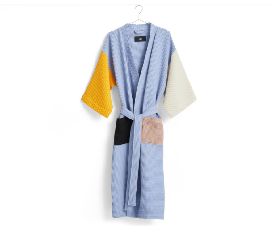 HAY Waffle Bathrobe Dusty Blue Multi