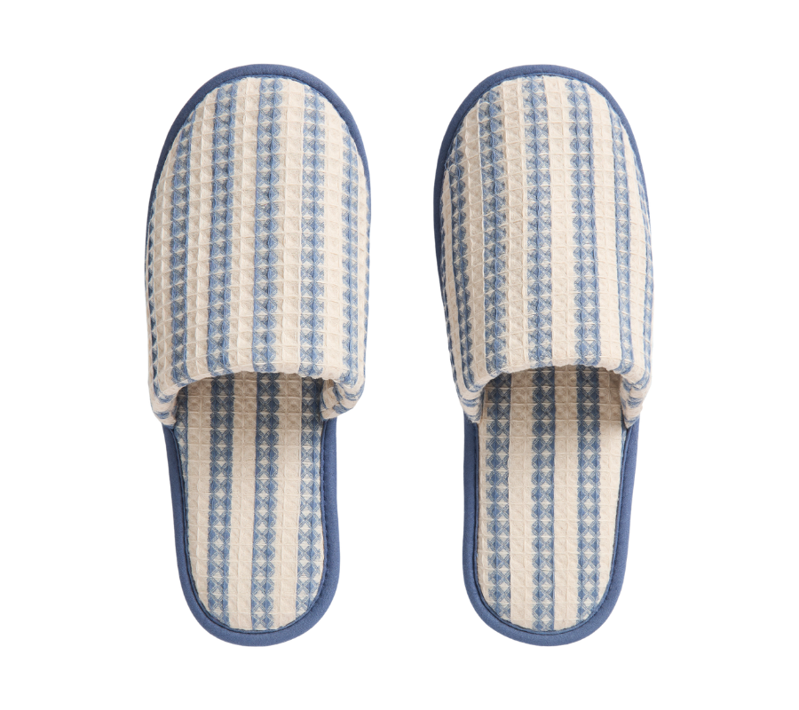 Hay Waffle Slippers Stripe Dusty Blue