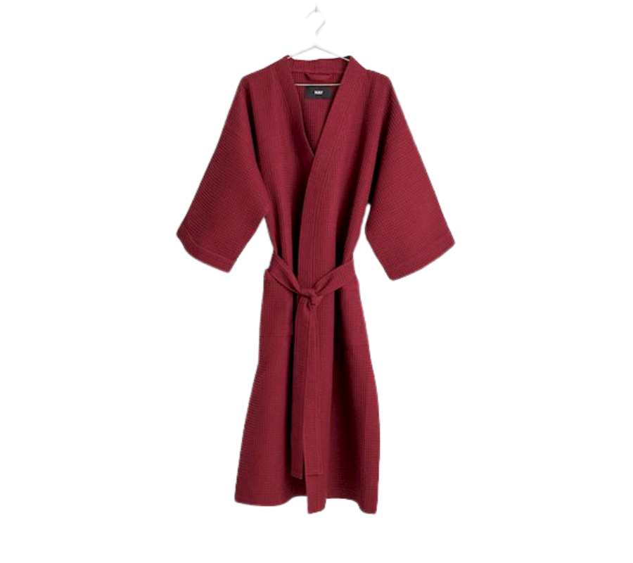 HAY Waffle Bathrobe Burgundy